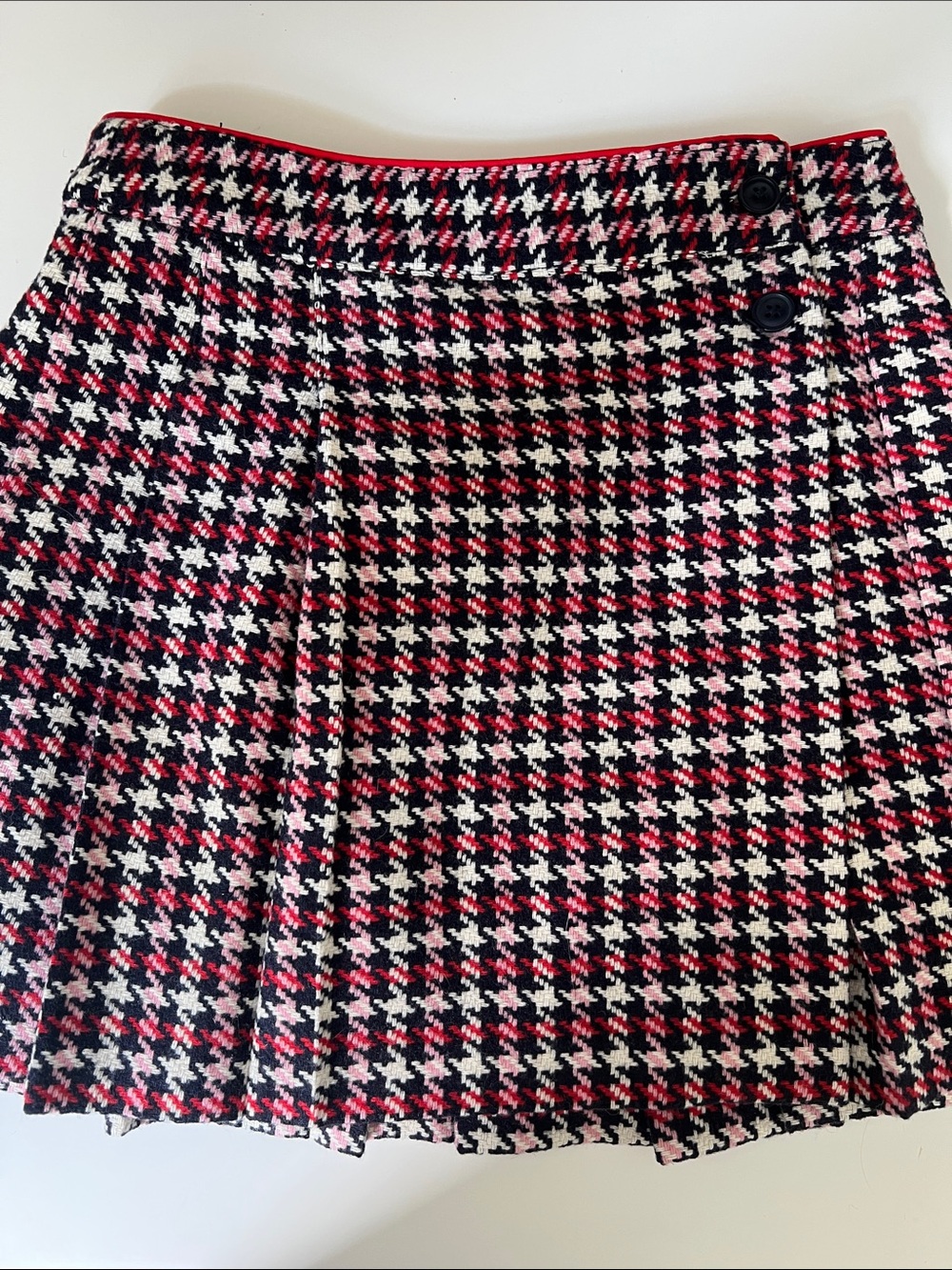 Mini Boden Girls Houndstooth pleated kilt Skirt. Preppy & warm. 11-12 yrs.